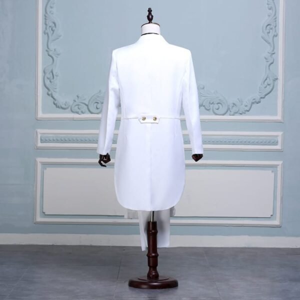 White Tailcoat Men Jacquard Embroidered Suits (jacket+pants) - Image 3