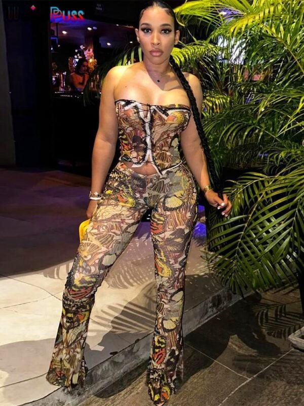Weird Puss Butterfly Print Women 2piece Set - Image 3