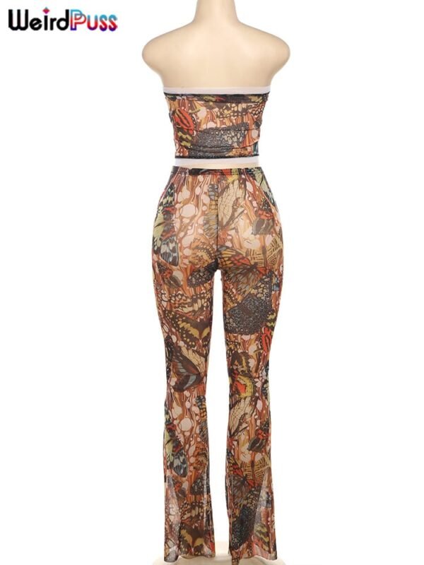 Weird Puss Butterfly Print Women 2piece Set - Image 7