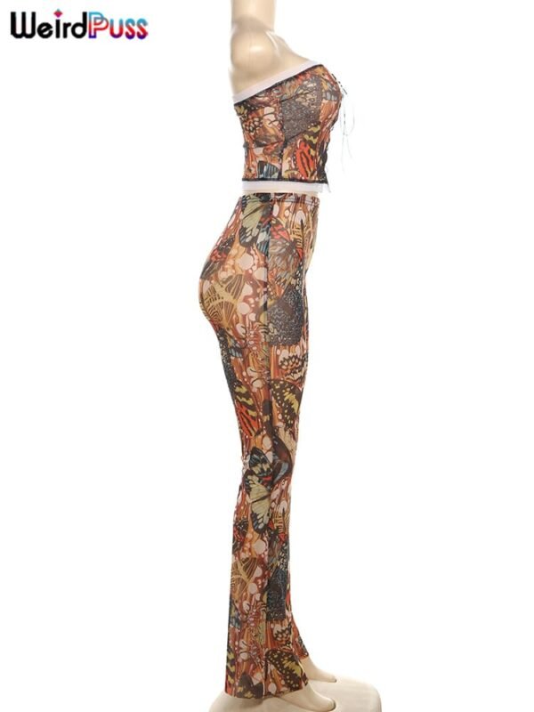 Weird Puss Butterfly Print Women 2piece Set - Image 6