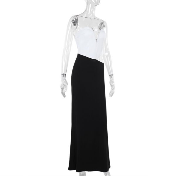 Sexy Color Contrast Patchwork Bodycon Maxi Dress - Image 7