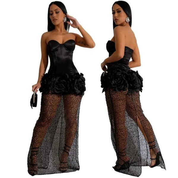Strapless Women's Mesh Sleeveless Dress - Image 8